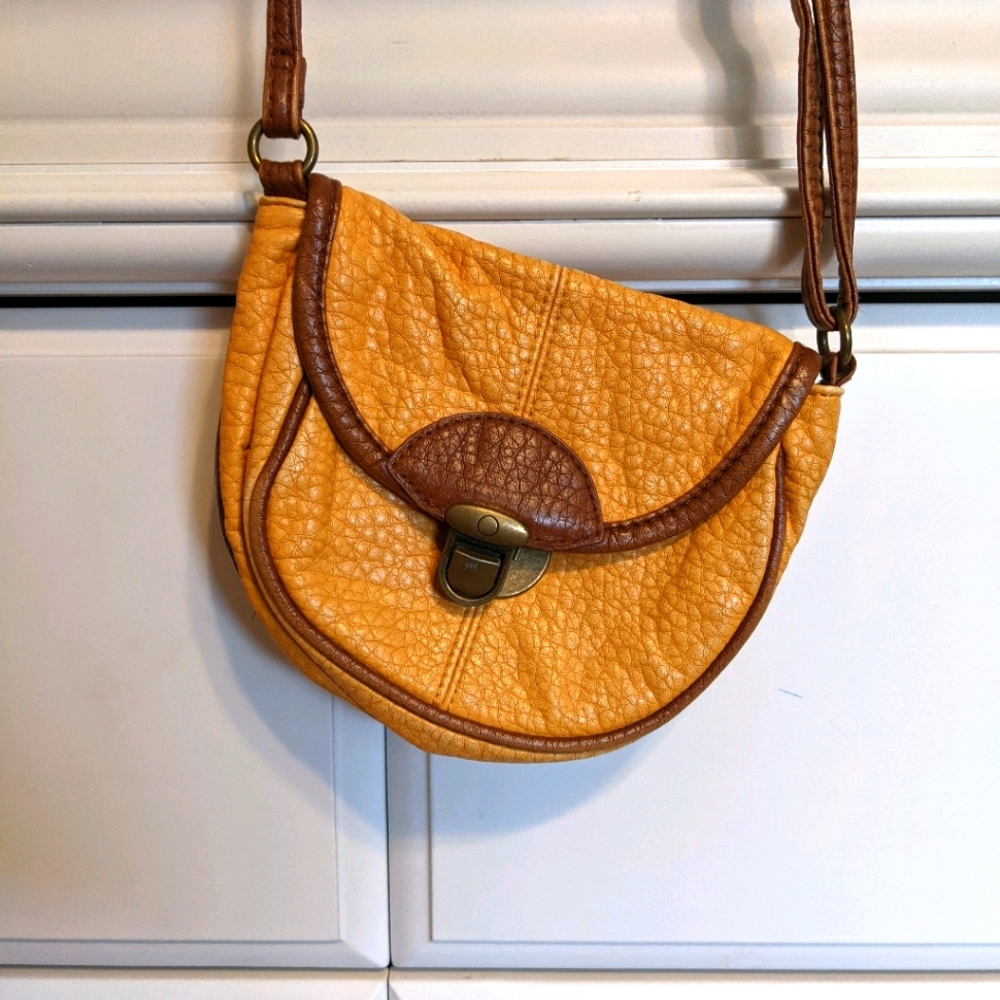 Small Yellow/Gold Purse with Long Strap